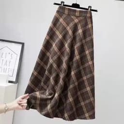 High Waist Plaid  Skirt Women's Fashion Spring Autumn Seasonal Special Sale Slimming A-Line Skirt Chinese Production