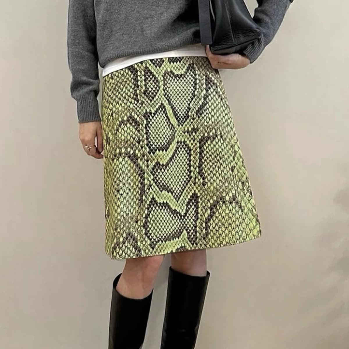 Combhasaki Women Summer Y2K Vintage Serpentine Snake Pattern Print High Waist Midi A Line Skirt Party Club Streetwear