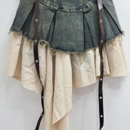 DEAT 2024 Autumn New Fashion Women's Splicing Denim Pleated Skirt High Waist Contrast Color A-line Skirts Female Trendy 33A1929