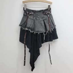 DEAT 2024 Autumn New Fashion Women's Splicing Denim Pleated Skirt High Waist Contrast Color A-line Skirts Female Trendy 33A1929