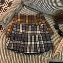 Vintage Plaid Pleated Skirt for Women Y2K Korean High Waist Faux Wool Mini Skirt Japanese Sweet Preppy All Match A Line Skirts
