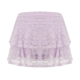 Womens Mini Skirt Lace Flower Low Waist A-Line Layered Ruffled Skirt for Daily Party Club