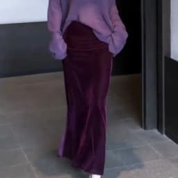 Autumn Purple Velvet Long Skirt Elegant High Waisted Slim Slit Skirt Fashion Office Lady Jupe Party Wrapped Pencil Skirts 510A