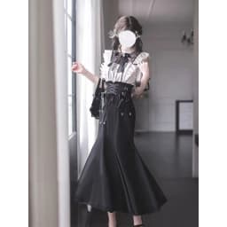 Harajuku Kawaii Lolita Lace Fish Tail Skirts Y2k Slim Waist Black Skirt for Women Autumn Subcultural Mid-length Faldas Mujer
