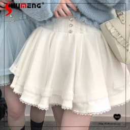 2026 Autumn And Winter New Japanese Short Skirt Lolita Mine Series Diamond Buckle 360 Degree Large Hemline Gauze Skirts Female