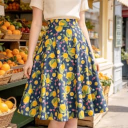 SISHION Blue Oranges Floral Printed Summer Skirts for Women VD0020 High Waist Swing Vintage Hepburn Umbrella Skirts Jupe Courte