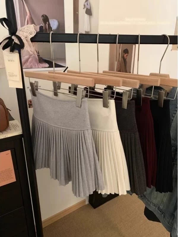 Gray High Waist Anti-Light Short Skirt Women's Autumn New Style Pure Desire Versatile Half-length Bicolor Commute Folded Skirt