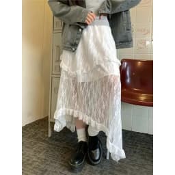 New Japanese Casual High Waisted Women's Lace Skirt Summer Korean Retro College Style Y2K Sweet Irregular A-line Skirt for Women