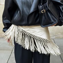 Linad Street Chic Beige Satin Tassels Mini Skirts Woman 2026 Summer Elegant High Waist Irregular Skirts Casual Loose Skirt Women