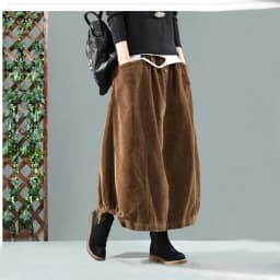 Women Solid Color Elastic Waist Loose Corduroy Retro Skirt Ladies Vintage Autumn Winter Skirts 2022 Pockets Female Skirts