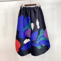 Miyake Pleated Wide Leg Pants Woman Multicolor Print Elastic High Waist Loose Plus Size 2022 New Autumn Women Clothing