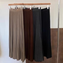 2026 Khaki Cashmere Knitted Midi Skirt for Women, Loose Fit, Draped, Slimming A-Line Pleated Skirt for Autumn and Winter