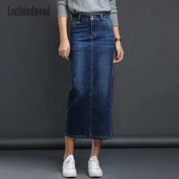 Classic Denim Women 2023 Long Jean Skirt High Waist Pencil Skirt Ladies Stretch Black Blue Faldas Largas Jupe Longue Femme
