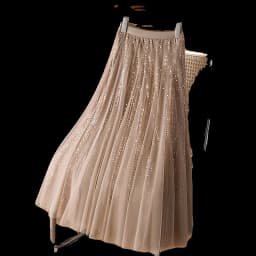 iny Sequin f Skirt A-Line Midi Skirt Concealing Belly Large Swing Skirt 2024 New Sle Drapey Polyester Fiber Skirt