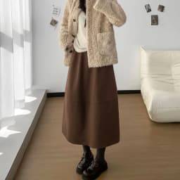 2025 New Woolen Bud Skirts for Women Autumn Winter Design Spliced A-Line Long Skirt Woman High Waist Slimmng Versatile Skirts