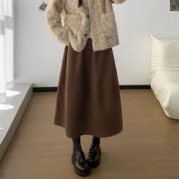 2025 New Woolen Bud Skirts for Women Autumn Winter Design Spliced A-Line Long Skirt Woman High Waist Slimmng Versatile Skirts