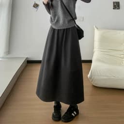 2025 New Woolen Bud Skirts for Women Autumn Winter Design Spliced A-Line Long Skirt Woman High Waist Slimmng Versatile Skirts