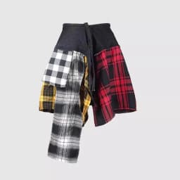 New Hip Hop Irregular Men and Women Fake Shirt Hem Spring Autumn False Shirt Skirt Half-body Denim Plaid Skirts Womens Jupe Saia