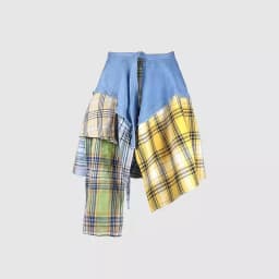 New Hip Hop Irregular Men and Women Fake Shirt Hem Spring Autumn False Shirt Skirt Half-body Denim Plaid Skirts Womens Jupe Saia
