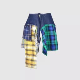 New Hip Hop Irregular Men and Women Fake Shirt Hem Spring Autumn False Shirt Skirt Half-body Denim Plaid Skirts Womens Jupe Saia
