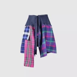 New Hip Hop Irregular Men and Women Fake Shirt Hem Spring Autumn False Shirt Skirt Half-body Denim Plaid Skirts Womens Jupe Saia