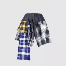 New Hip Hop Irregular Men and Women Fake Shirt Hem Spring Autumn False Shirt Skirt Half-body Denim Plaid Skirts Womens Jupe Saia