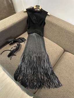 Miyake Pleated Summer New Women's Skirt Gold And Silver Shiny Silk Pleated Tassel High Waist Mid Length Skirt