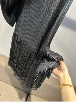 Miyake Pleated Summer New Women's Skirt Gold And Silver Shiny Silk Pleated Tassel High Waist Mid Length Skirt