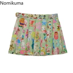 Summer Pleated Skirt Women Clothing Sweet Fashion Jupe 2025 Faldas Mujer De Moda High Waist Cartoon Print Japanese Mini Skirts