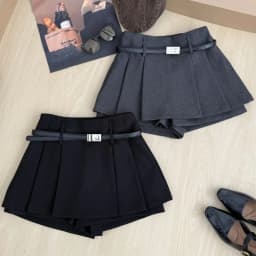 Autumn Winter Plaid Half-length Skirt Women's Belted Korean Style Simple Commute Versatile Short Skirt Pants High Waist