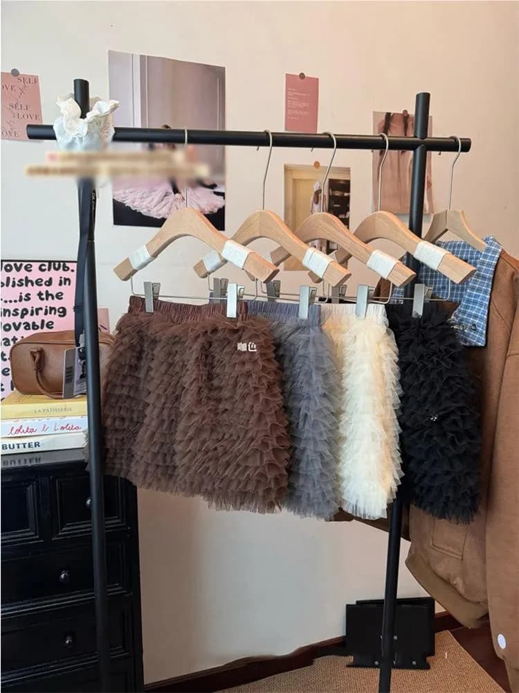 Korean Style Pure Color Heavy Work Layered Mesh Cake Skirt Women's Autumn Winter Small Audience Half Skirt Anti Aging Hot Gir...
