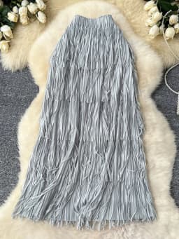 LANMREM Fringe Skirts Women Fashion 2025 Spring Summer New Elastic Waist Solid Color Casual Versatile Mid-length Skirt 2DE468