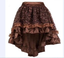 Women Steampunk Irregular Ruffle Pirate Skirt Gothic Autumn Winter Lace Trim Pleated Dancing Skirt Medieval Showgirl Party Dress