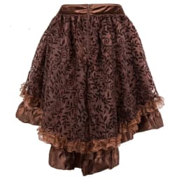 Women Steampunk Irregular Ruffle Pirate Skirt Gothic Autumn Winter Lace Trim Pleated Dancing Skirt Medieval Showgirl Party Dress
