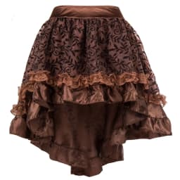 Women Steampunk Irregular Ruffle Pirate Skirt Gothic Autumn Winter Lace Trim Pleated Dancing Skirt Medieval Showgirl Party Dress