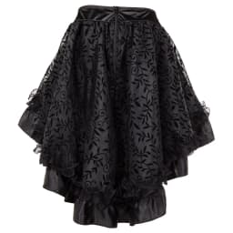 Women Steampunk Irregular Ruffle Pirate Skirt Gothic Autumn Winter Lace Trim Pleated Dancing Skirt Medieval Showgirl Party Dress