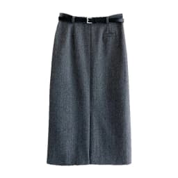 Gray Pencil Skirts Belted Elegant Women Slim Office Ladies Casual A-Line High Waist Split Midi Skirt Autumn Winter