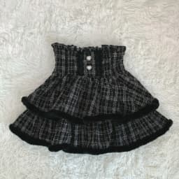 Japanese Harajuku Kawaii Tweed Mini Skirt Plaid Furry Edge Double Layer Ruffle Heart Buttons Y2K High Waist Slim Outfit Women
