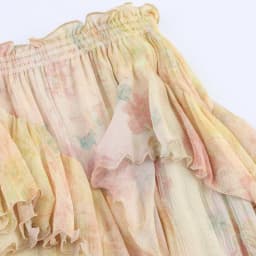 Women Summer Vintage Floral Printed Women Skirt Elegant Ruffle Hem Loose Irregular High Waist Midi Skirt Women Clothes 3694011
