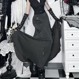 Goth Dark Women Fashion Striped Zipper Skirts Alt Streetwear Cyber Y2K Bottoms Mall Gothic Big Swing Skirt Casual Holiday Outfit