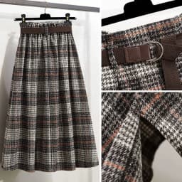 Office Lady Woolen Winter Thicken Umbrella Skirt New Autumn 2021 Plaid Asymmetrical Long Skirt Women Plus Size A-LINE Skirt