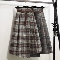 Office Lady Woolen Winter Thicken Umbrella Skirt New Autumn 2021 Plaid Asymmetrical Long Skirt Women Plus Size A-LINE Skirt