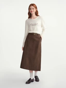 DUSHU High Elastic Waist Pleated Skirts Women 2025 Winter New Slim Skirt Commuting Mid-calf Length Solid Korean Style Vintage