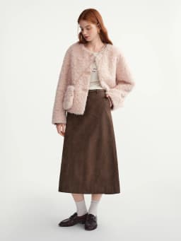 DUSHU High Elastic Waist Pleated Skirts Women 2025 Winter New Slim Skirt Commuting Mid-calf Length Solid Korean Style Vintage