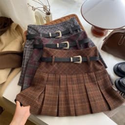 Vintage Plaid Pleated Skirts Women American Style Y2K Mini Skirt A-Line Streetwear Preppy Casual Skirt Chic