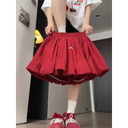 Puffy Flower Bud Short Skirt for Women Summer 2026 New High Waist Sporty Skirt Casual Style Embroidered Half Body Skirt