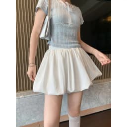 Puffy Flower Bud Short Skirt for Women Summer 2026 New High Waist Sporty Skirt Casual Style Embroidered Half Body Skirt