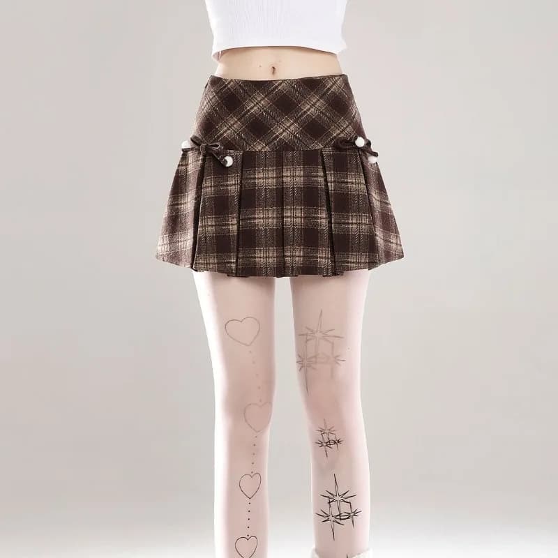 Preppy Style Fashion Spring Autumn Vintage Skirts Y2k Aesthetic Plaid Constrast Color Pleated Girl Jupe Harajuku Popular Skirts