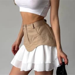 Chic Ruffles Women's Midi Skirt High Waisted Pleated Splice A Line Skirts 2026 Fashion Spring Summer New In Clothing Lady Street