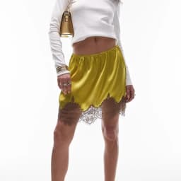 Women Lace Silk Satin Slip Skirt Low Rise Layered Underskirts Ruffle A Line Mini Skirts Y2k High Flowy Underskirt